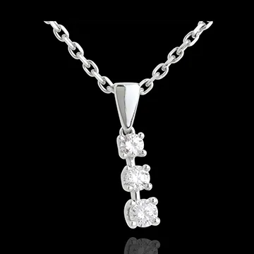 Pendentif or blanc 18 carats trilogie Muguet - 0.26 carat
