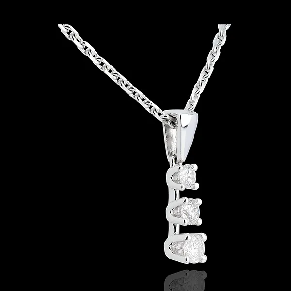 Pendentif or blanc 18 carats trilogie Muguet - 0.26 carat