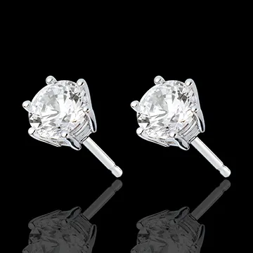 Boucles d'oreilles or blanc 18 carats - diamant 6 griffes - 2 carats