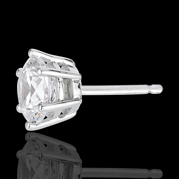 Stud Earrings white gold - 6 prong diamond - 2 carat