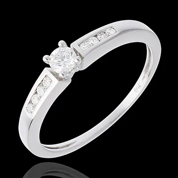 Solitaire Octave or blanc 18 carats - diamant 0.13 carat