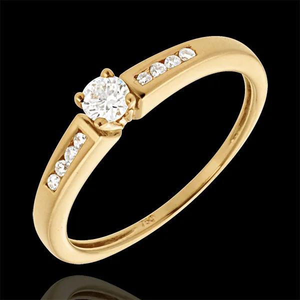 Octave Solitaire ring yellow gold - 0.21 carat - 9diamonds