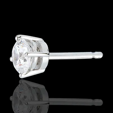 Orecchini Oro bianco - 18 carati - Diamante - 4 griffe - 1 carato