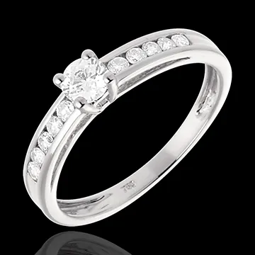 Solitario Schiarite - Oro bianco - 18 carati - 11 Diamanti - 0.39 carati 