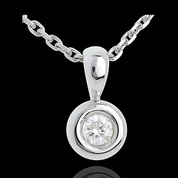 Pendentif Calice diamant belière - 0.14 carat - or blanc 18 carats