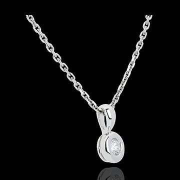 Pendentif Calice diamant belière - 0.14 carat - or blanc 18 carats