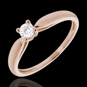 Solitaire roseau or rose 18 carats - 0.16 carat
