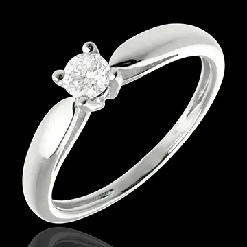 Solitaire tapered ring white gold - 0.21 carat