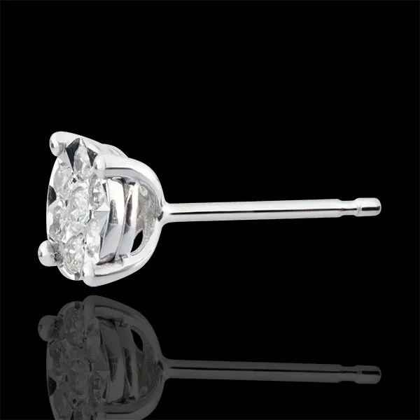 Boucles d'oreilles Venise - puces - 14 diamants - or blanc 9 carats