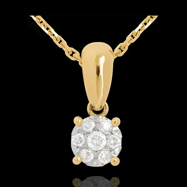 Ciondolo Punto luce pavé di diamanti - Oro giallo - 18 carati - 7 Diamanti - 0.20 carati