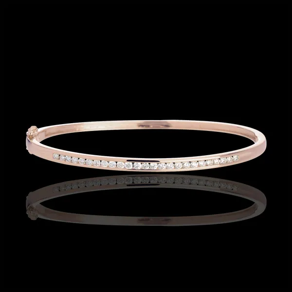 Bangle Bracalet Little Diamond Bar - Pink gold - 0.75 carat - 25 diamonds
