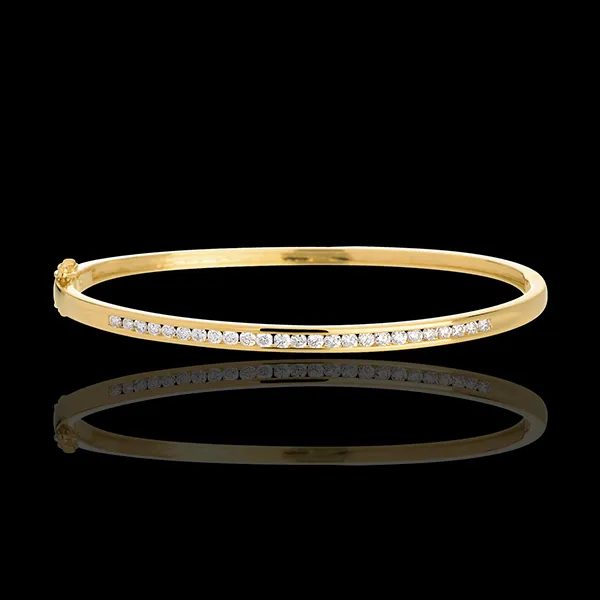 Yellow gold bangle/bracelet - 0.75 carat - 25 diamonds