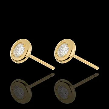 Yellow Gold Doll Solitaire Stud Earrings