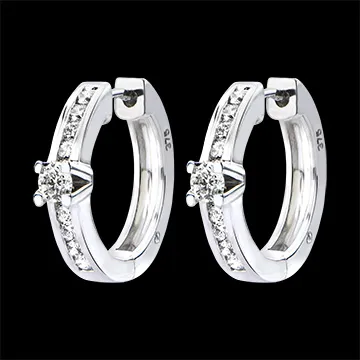 Oorbellen Origine - Rails - 9 karaat witgoud met Diamanten