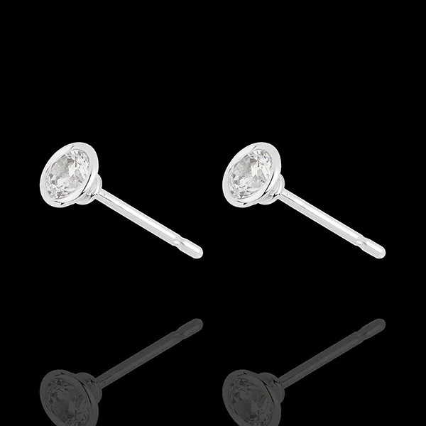 Boucles d'oreilles Poupée Solitaire or blanc 18 carats