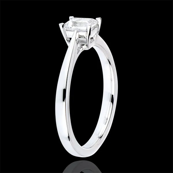 Bague Solitaire Pureté taille Émeraude - or blanc 18 carats