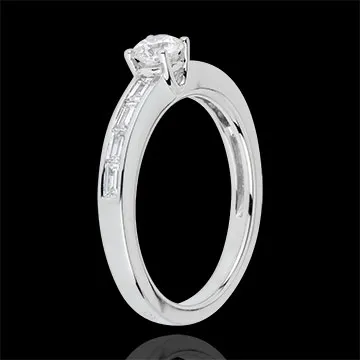 Anello Solitario Perfezione - Oro bianco - 18 carati - 9 Diamanti - 0.54 carati