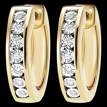 Orecchini Creoli oro giallo 18 carati e diamanti 