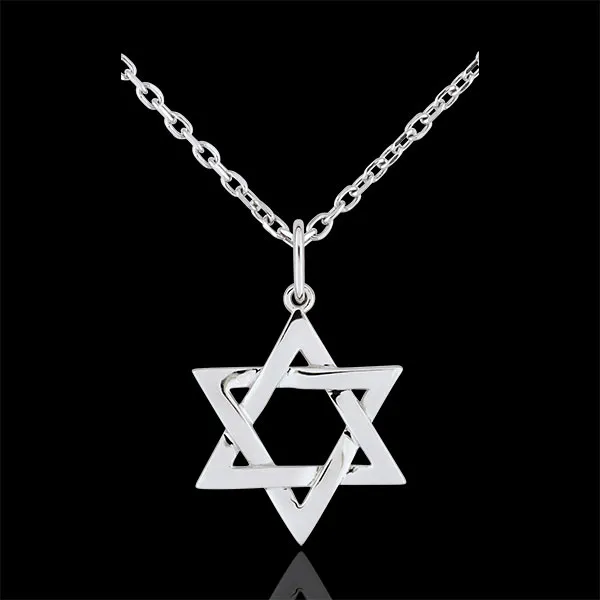 Pendentif Étoile de David - or blanc 9 carats