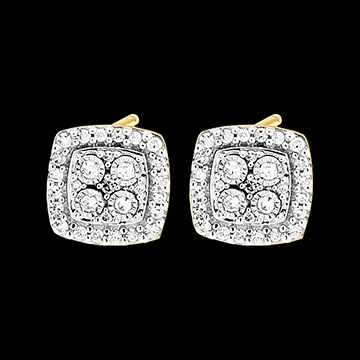 Puces Origine - Eclat Carré - or blanc et jaune 18 carats et diamants