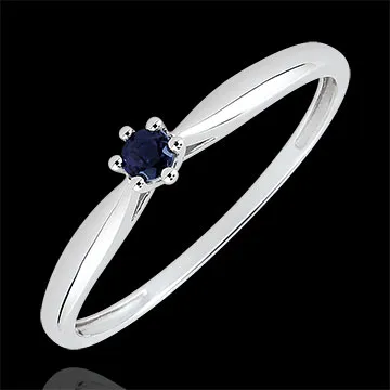 Anello di Fidanzamento Solitario Ramoscello - 6 griffes - Zaffiro 0.07 carati - Oro bianco 18 carati