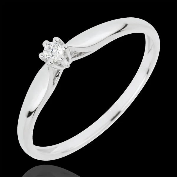 Bague Solitaire Roseau 6 griffes - or blanc 18 carats