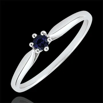 Anello di Fidanzamento Solitario Ramoscello - 6 griffes - Zaffiro 0.09 carati - Oro bianco 18 carati