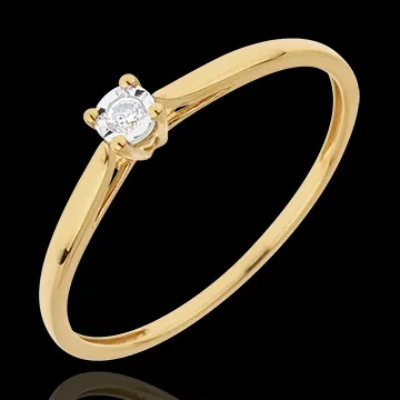 Bague Solitaire Roseau - 0.03 carat - or jaune 18 carats