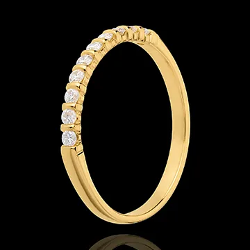 Wedding ring yellow gold semi paved-bar channel setting - 10 diamonds
