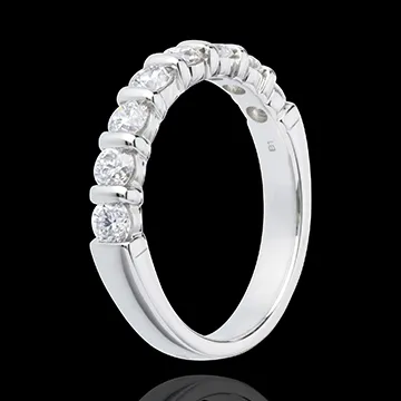 Alliance or blanc 18 carats semi pavée - serti barrettes - 0.75 carats - 8 diamants