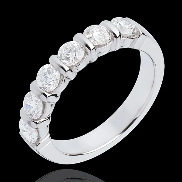 Wedding ring white gold semi paved-bar channel setting - 1 carat - 6 diamonds
