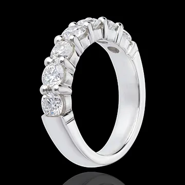 Wedding ring white gold semi paved-bar prong setting - 1.5 carat - 7 diamonds