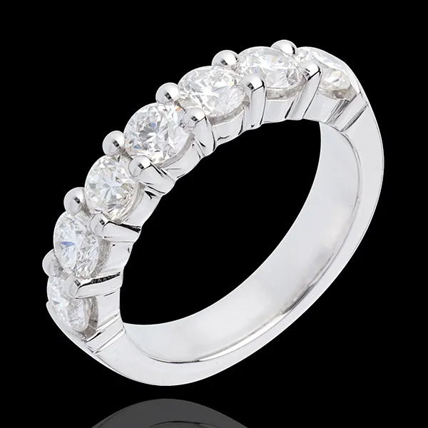 Trouwring 18 karaat witgoud bezet - pootjes - 1.5 karaat - 7 Diamanten