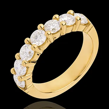 Wedding ring yellow gold semi paved-bar prong setting - 1.57 carat - 7 diamonds