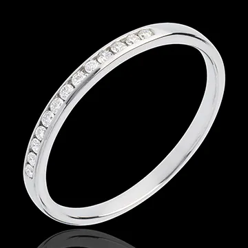 Alliance or blanc 18 carats semi pavée - serti rail - 13 diamants