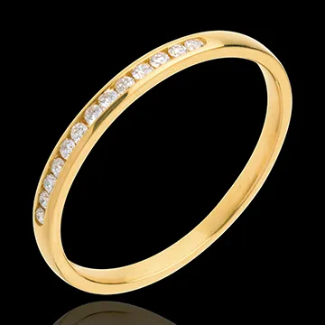 Wedding Ring - Yellow gold half-paved - channel setting - 13 diamonds