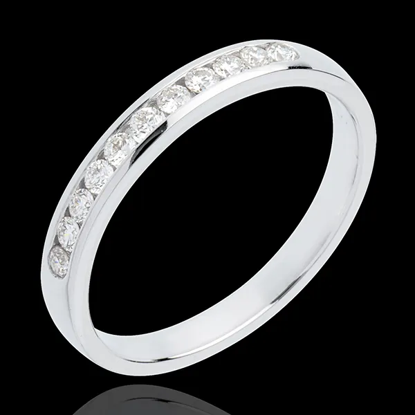 Wedding ring white gold semi paved-channel setting - 11 diamonds: 0.2 carat