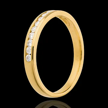 Half eternity ring yellow gold paved-channel setting - 11 diamonds