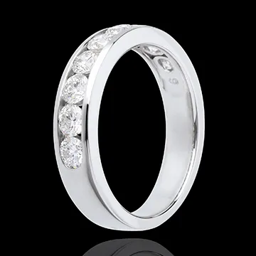Trouwring 18 karaat witgoud bezet - rails - 0.75 karaat - 9 Diamanten