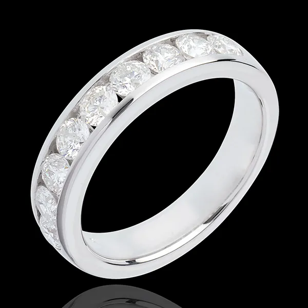Alliance or blanc 18 carats semi pavée - serti rail - 1 carats - 9 diamants