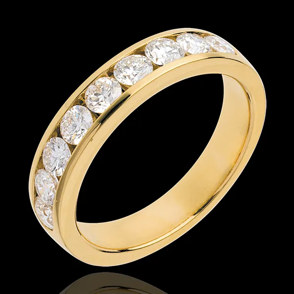 Trouwring 18 karaat geelgoud bezet - rails - 1 karaat - 9 Diamanten