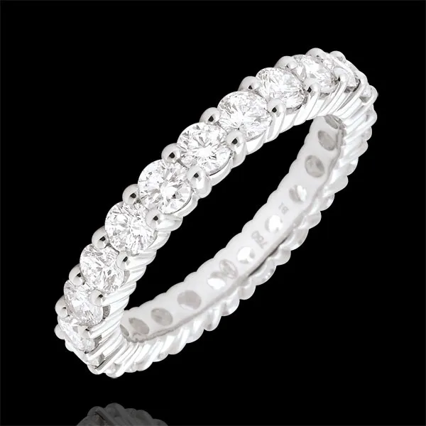Weddingring white gold paved - prong setting - 2 carats - Complete Round