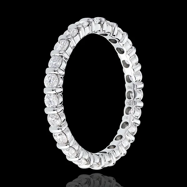 Alliance or blanc 18 carats pavée - serti barrettes tour complet - 1.14 carats - 22 diamants