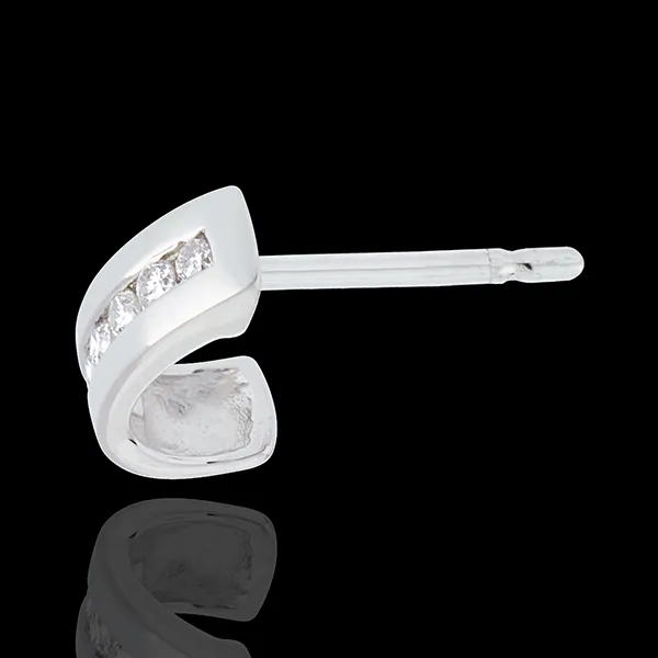 boucles d'oreilles demi-lunes pavées - or blanc 18 carats - 12 diamants