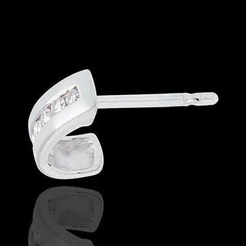 boucles d'oreilles demi-lunes pavées - or blanc 18 carats - 12 diamants