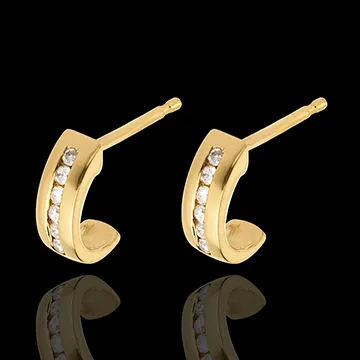 boucles d'oreilles demi-lunes pavées - or jaune 18 carats - 12 diamants