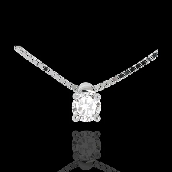 Collier solitaire or blanc 18 carats - 0.16 carat