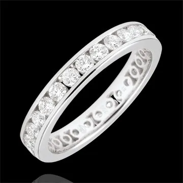 Alliance or blanc 18 carats pavée - serti rail - 1.07 carats - Tour complet