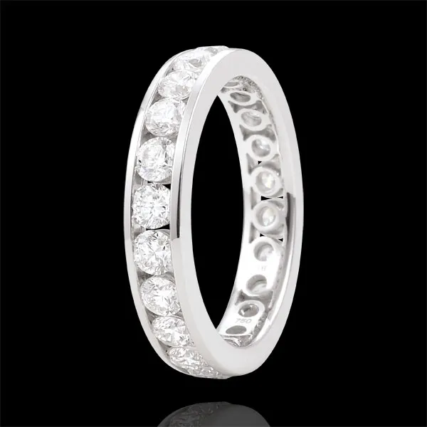 Weddingring white gold paved - rail setting - 1.9 carat - 23 diamonds