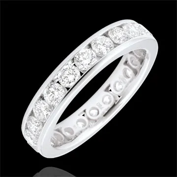 Weddingring white gold paved - rail setting - 1.9 carat - 23 diamonds